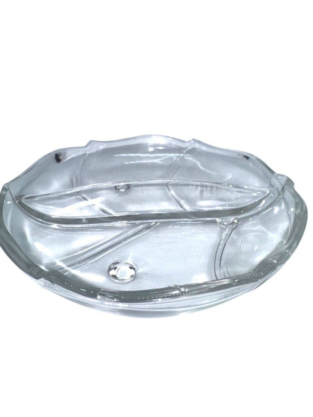 Vintage  2 Section Clear Glass Divided Footed Relish Dish/mTray - Picture 7 of 14